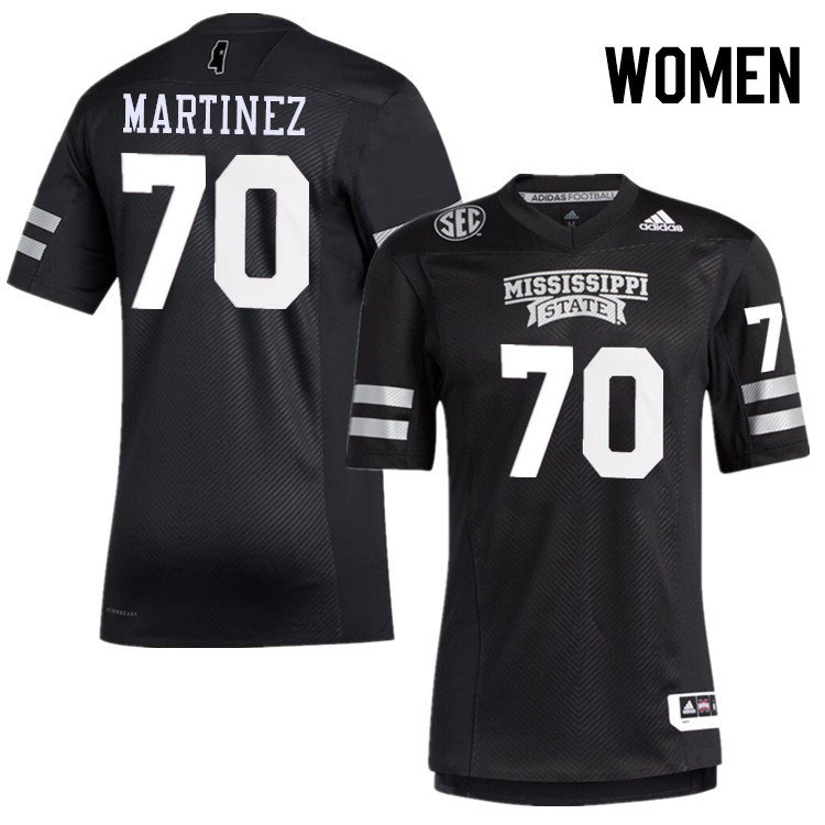 Women #70 Marlon Martinez Mississippi State Bulldogs College Football Jerseys Stitched-Black